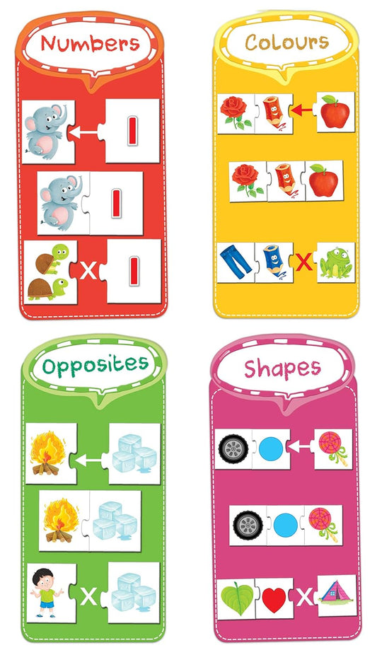 Frank Early Learner Pack 36 Self-Correcting Jigsaw Puzzle with 4 Concepts -Numbers, Colours, Opposites, Shapes Puzzel For Kids