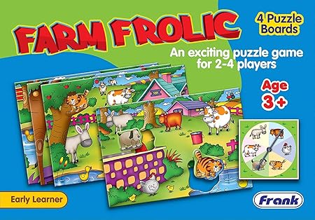 Frank Farm Frolic 4 Puzzel Board, 24 Pc, Animal Educuational Game For 3 Years Above Kids
