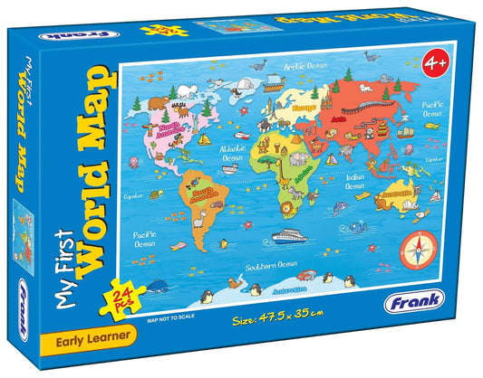 Frank My First World Map Fun & Challenging Brain Booster Games,24 Pc,Puzzel For 4 Years Above