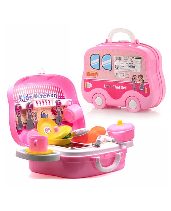 Plastic Luxury Kitchen Set Cooking Toy with Briefcase and Accessories