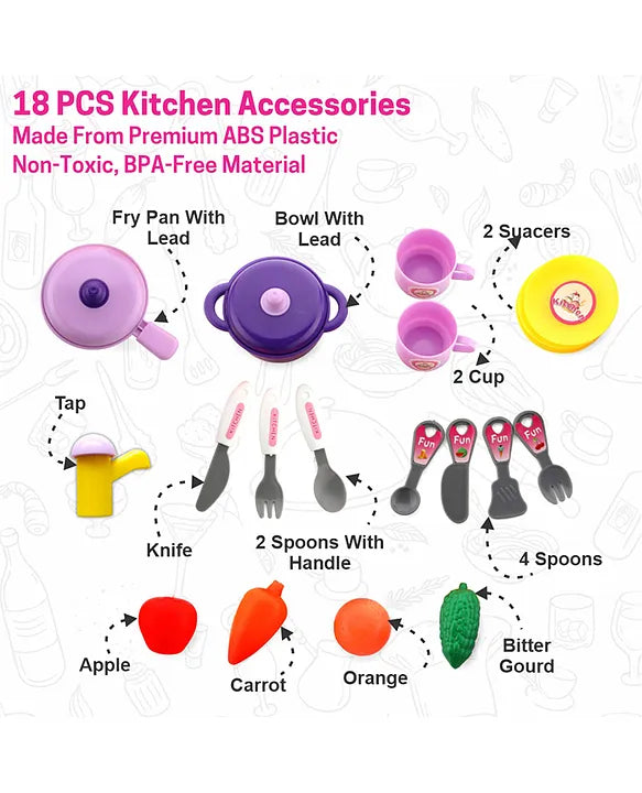 Plastic Luxury Kitchen Set Cooking Toy with Briefcase and Accessories