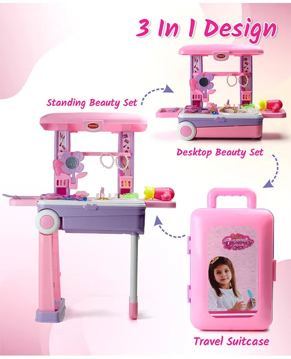 Beauty Set Suitcase on Wheels Portable Makeup Kit