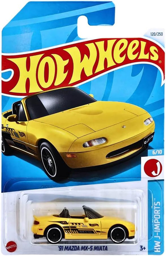 Hot Wheels 91 Mazda Mx-5 Miata Metal Yellow Car For Kid's (Styles May Vary)