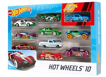 Hot Wheels 10 Cars Gift Pack, Assorted Metal Cars, Multicolor