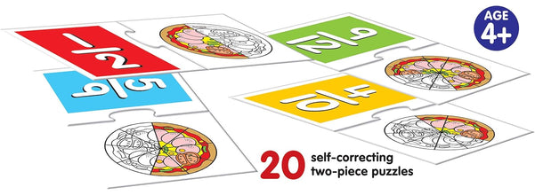 Frank Learning Fractions Jigsaw 20 Self Correcting 2 Pcs Puzzel ,40 Pc, For 4 Years Up Kids