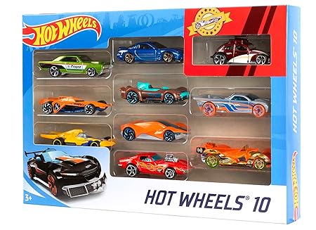 Hot Wheels 10 Cars Gift Pack, Assorted Metal Cars, Multicolor