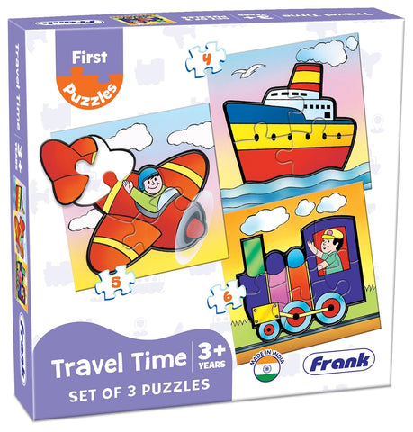 Frank Travel Time,Transport(First) And On Road Pack Of 3 Puzzle For Kids