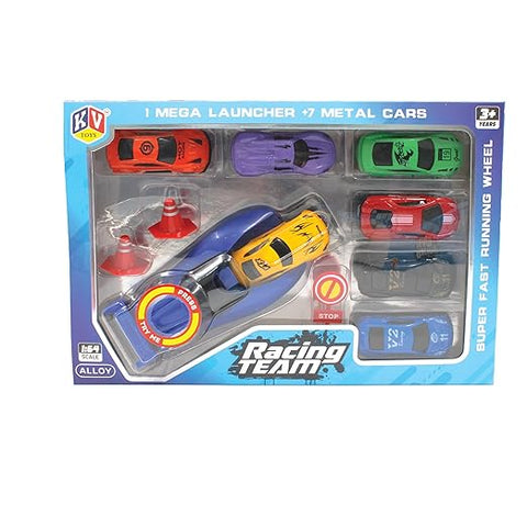 Kv Toys 7 Pieces X7 Die Cast Cars With Speed Launcher For Kids Age 3 Year Up