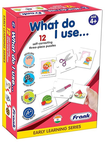 Frank What Do I Use 12 Self Correcting 3 Pcs Puzzel Early Learning Series,36 Pc, 4 Years Up Kids