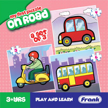Frank Travel Time,Transport(First) And On Road Pack Of 3 Puzzle For Kids