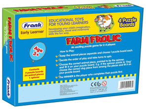 Frank Farm Frolic  4 Puzzel Board, 24 Pc, Animal Educuational Game For 3 Years Above Kids