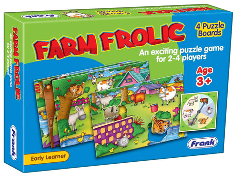 Frank Farm Frolic  4 Puzzel Board, 24 Pc, Animal Educuational Game For 3 Years Above Kids