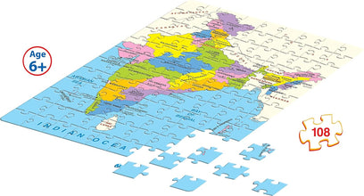 Frank India Map (108 Pieces) Jigsaw Puzzle Set with States For Kids 6 Years And Above
