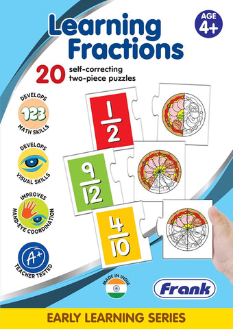 Frank Learning Fractions Jigsaw 20 Self Correcting 2 Pcs Puzzel ,40 Pc, For 4 Years Up Kids