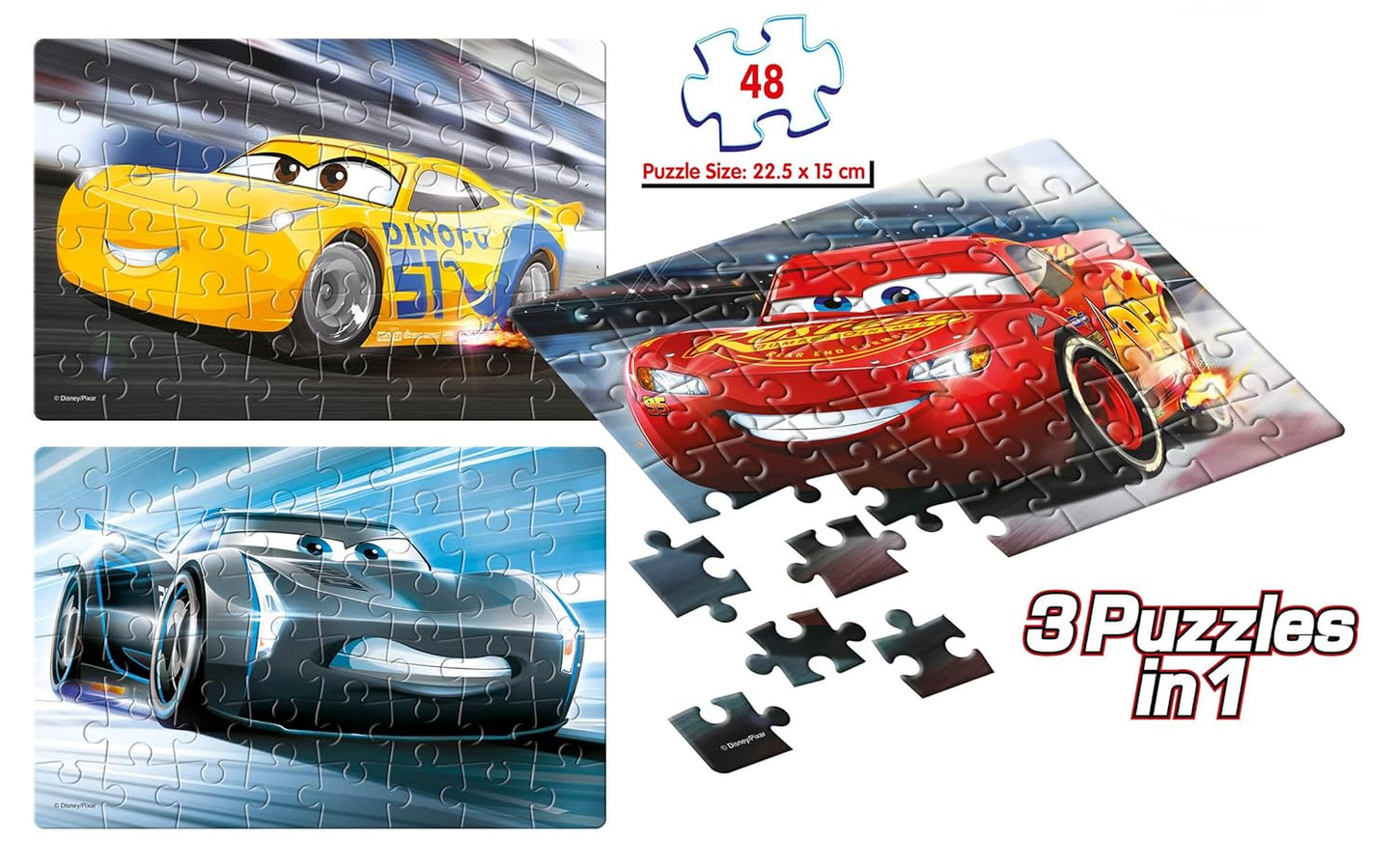 Frank Disney Pixar Cars 3 (48 Pieces) 3 in 1 Jigsaw Puzzle