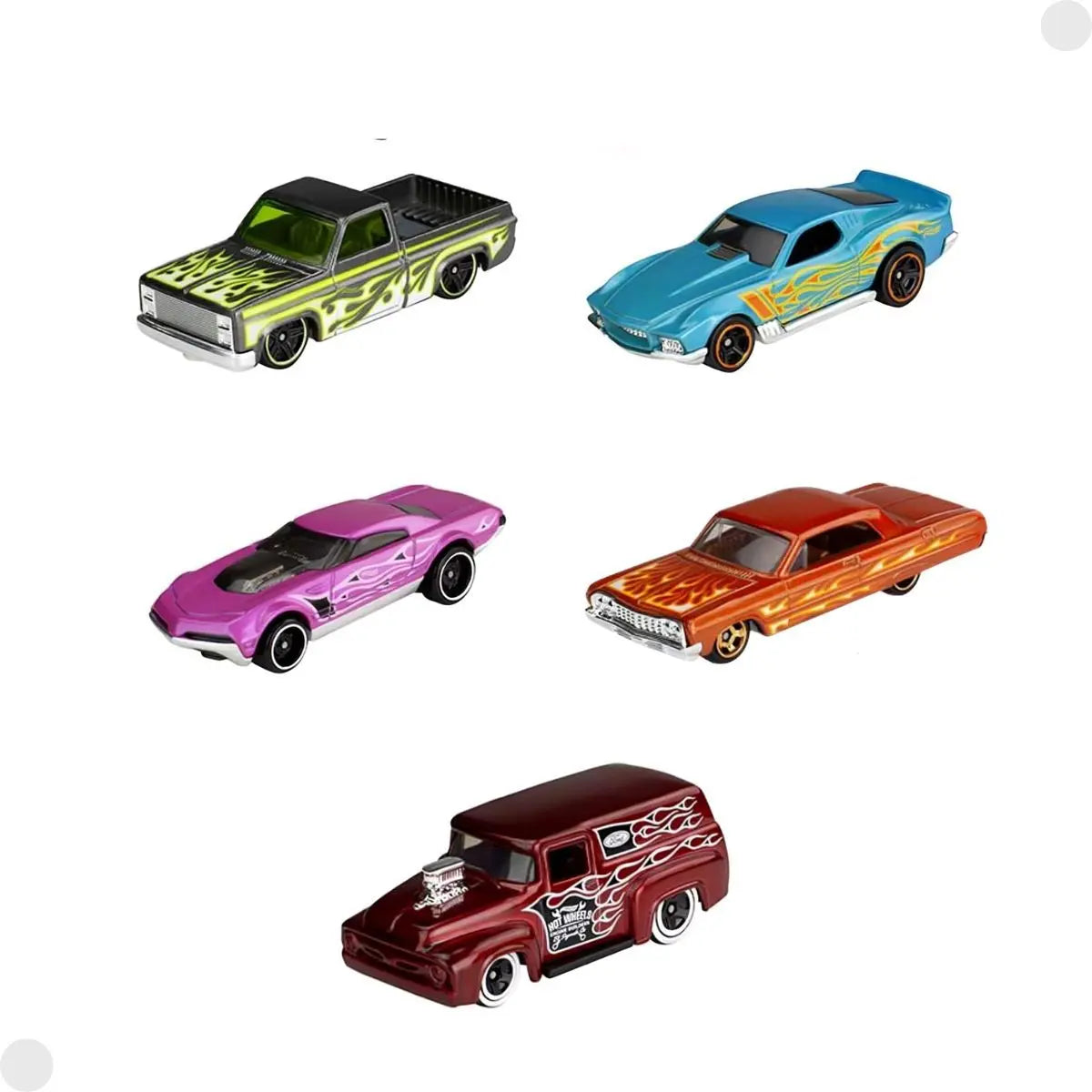 Hot Wheels Hw Flames Cars Pack Of 5 For Kid's(Multicolor)