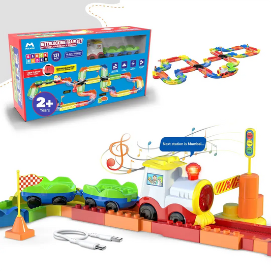 Block Rider Toy Train – 131-Piece Building Set