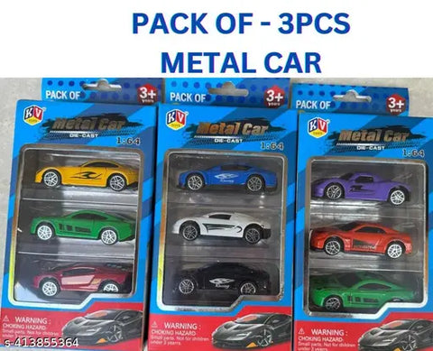 Kv Toys Metal Car Die-Cast 1.64 Scale Multicolor Pack Of 3 For Kids 3 Year And Above