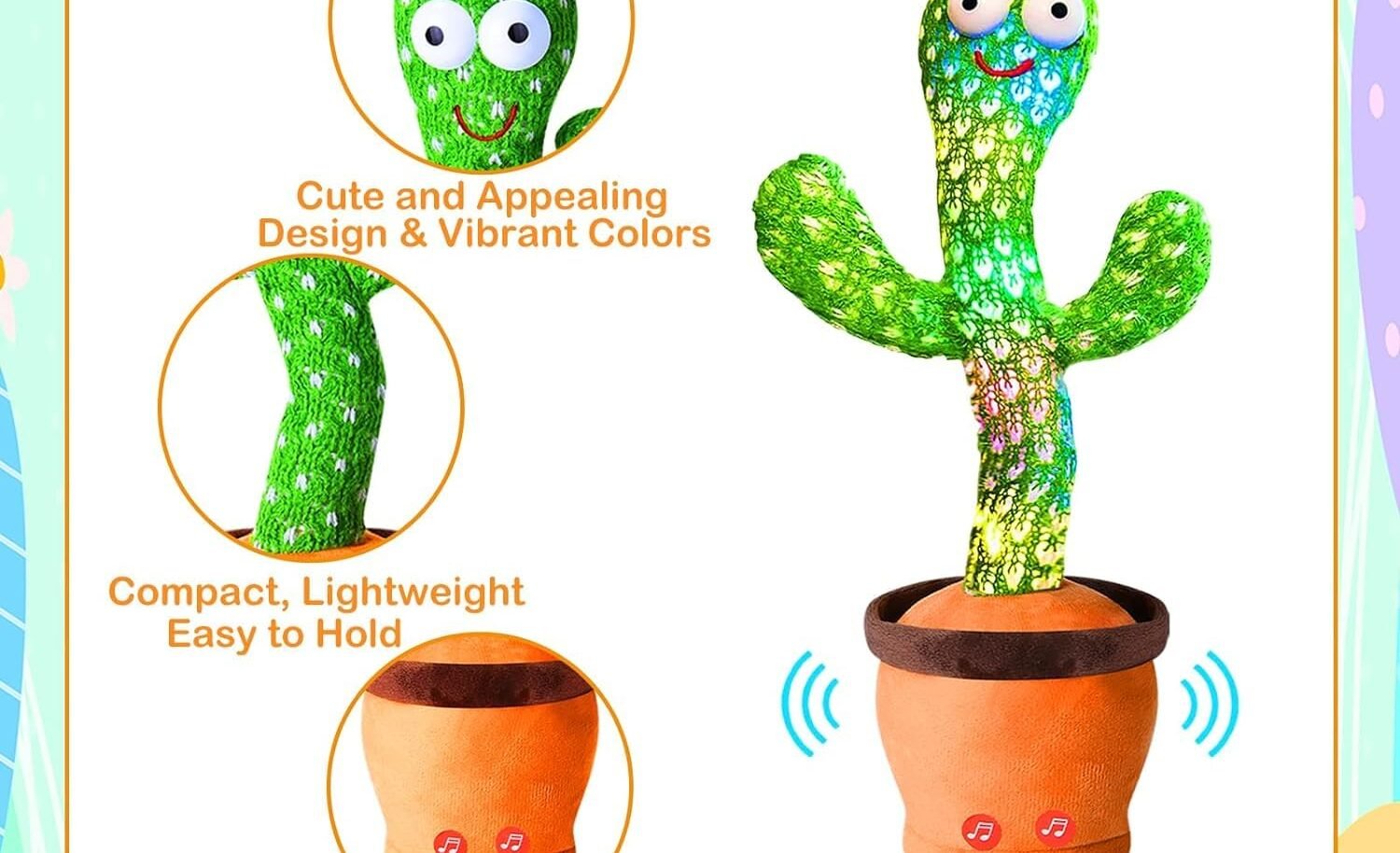 Toyterra Rechargeable Toys Talking Cactus Baby Toys...